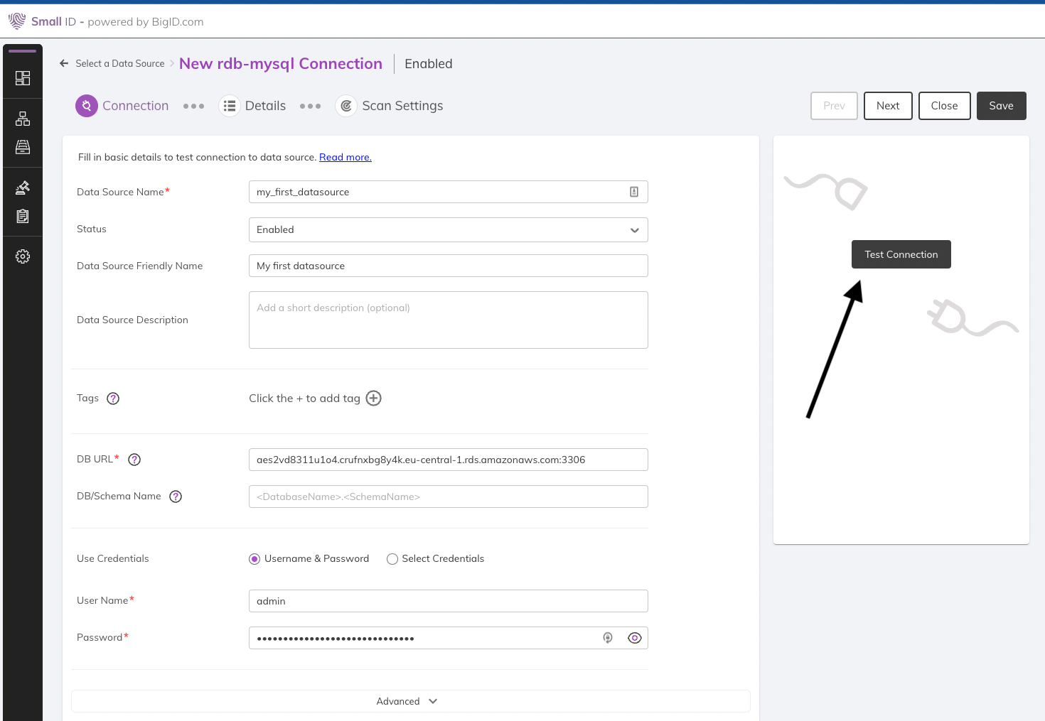 rds info filled in bigid